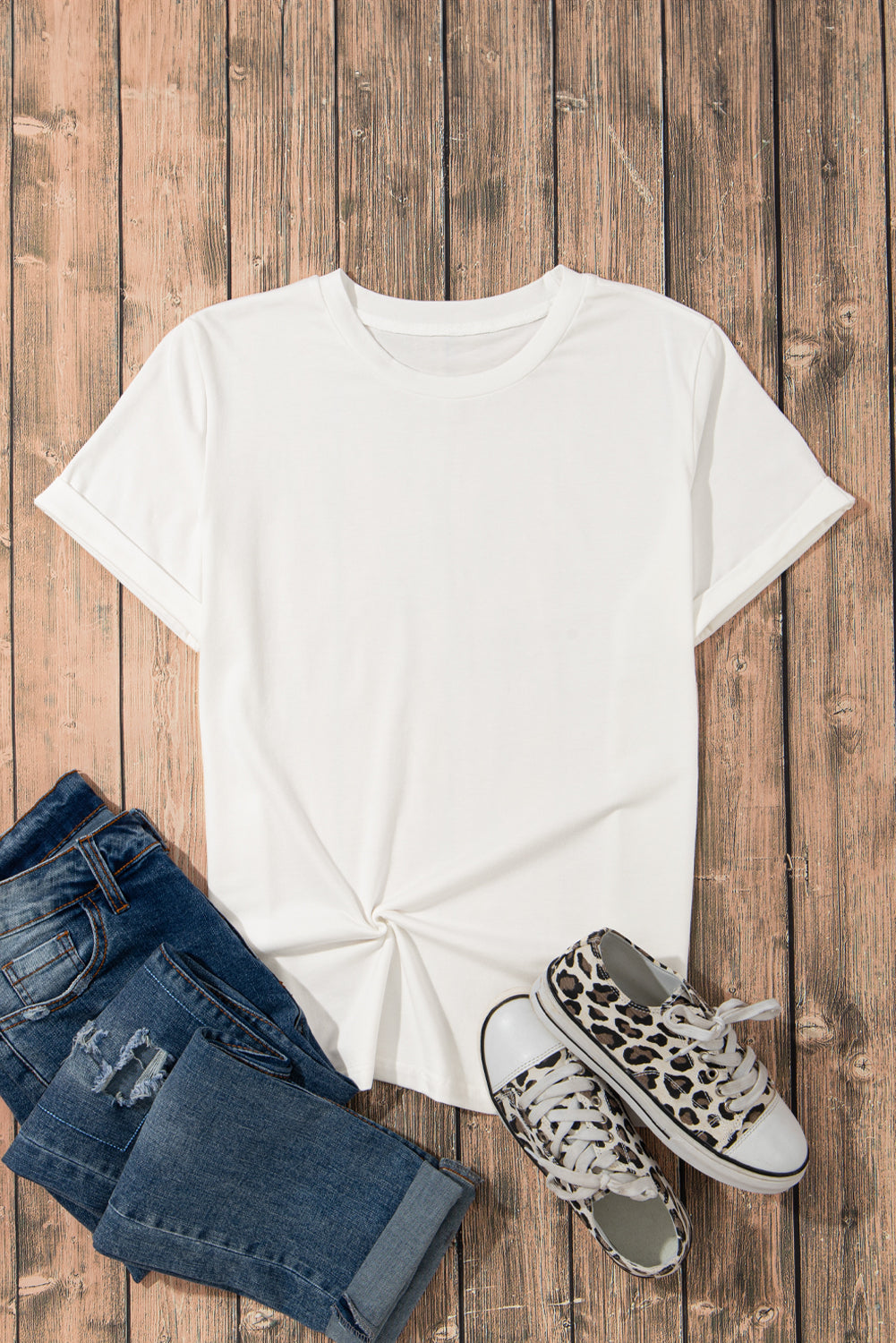 Casual Plain Crew Neck Tee T-Shirt Dear-Lover Dropshipping