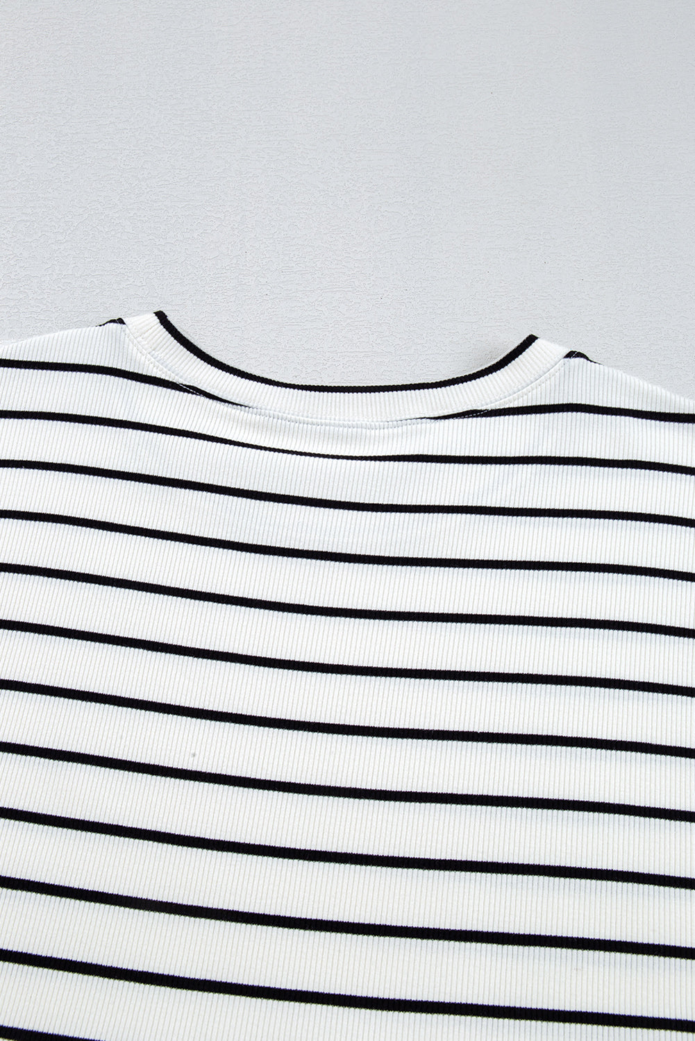 Black Stripe Ruffle Denim Patchwork Round Neck Mini Dress eAura