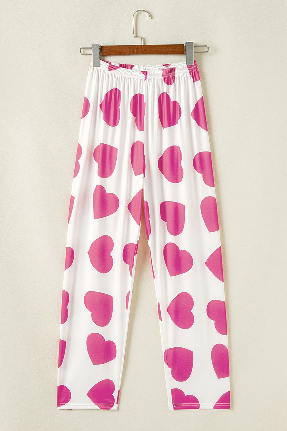 Pink Ruffled Tank Top And Heart Print Trousers Pyjamas eAura