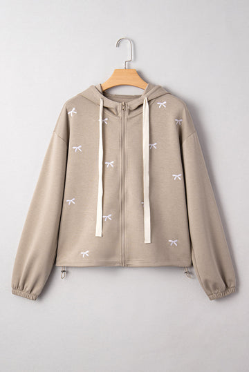 Goat Contrast Bow Embroidered Zip Up Jacket Hoodie Dear-Lover Dropshipping