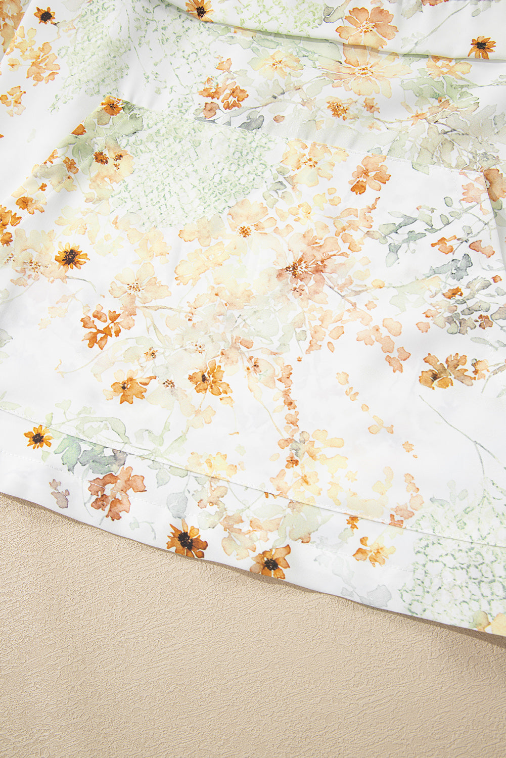 Yellow Floral Print Half Zip Hooded Long Sleeve Top - eAura