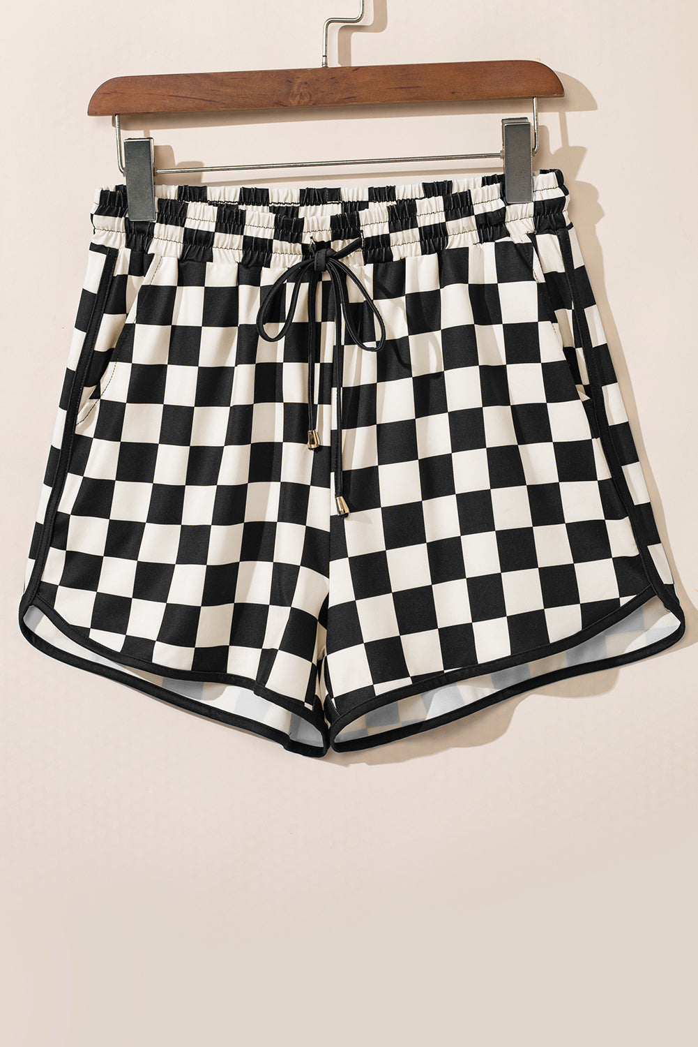 Checkered Drawstring Elastic Waist Casual Shorts eAura