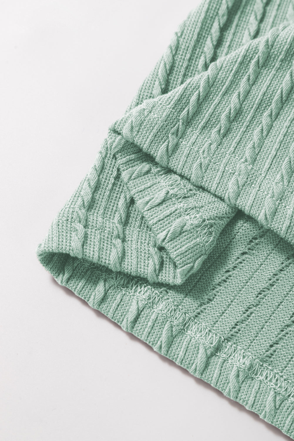 Moonlight Jade Solid Colour Textured Flutter Sleeve Top eAura