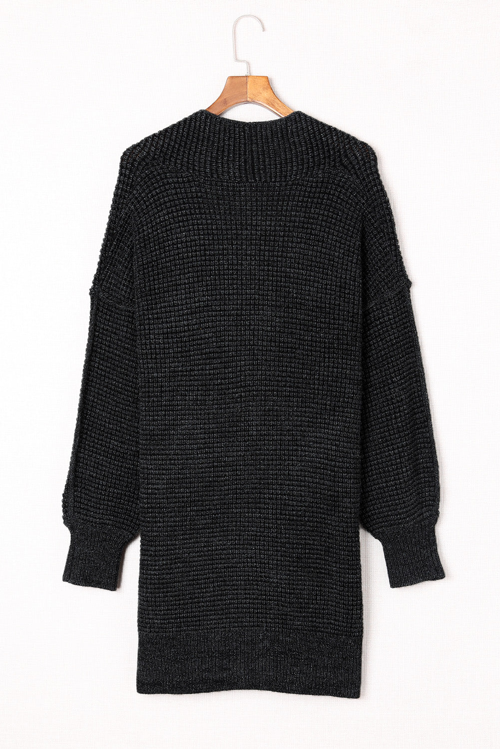 Apricot Plaid Knitted Long Open Front Cardigan eAura