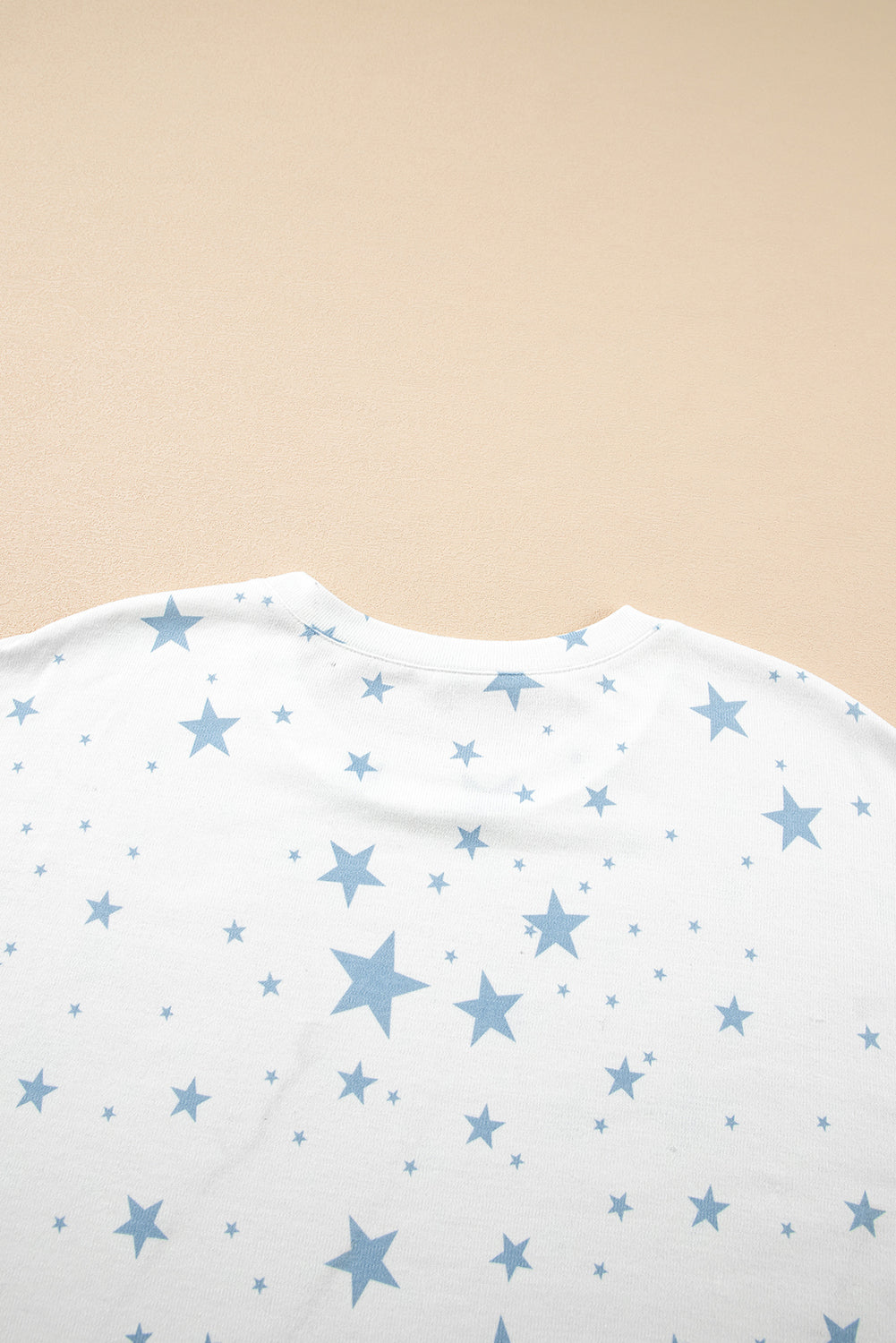 Blue Stars Print Drop Shoulder Oversized T Shirt with Slits eAura