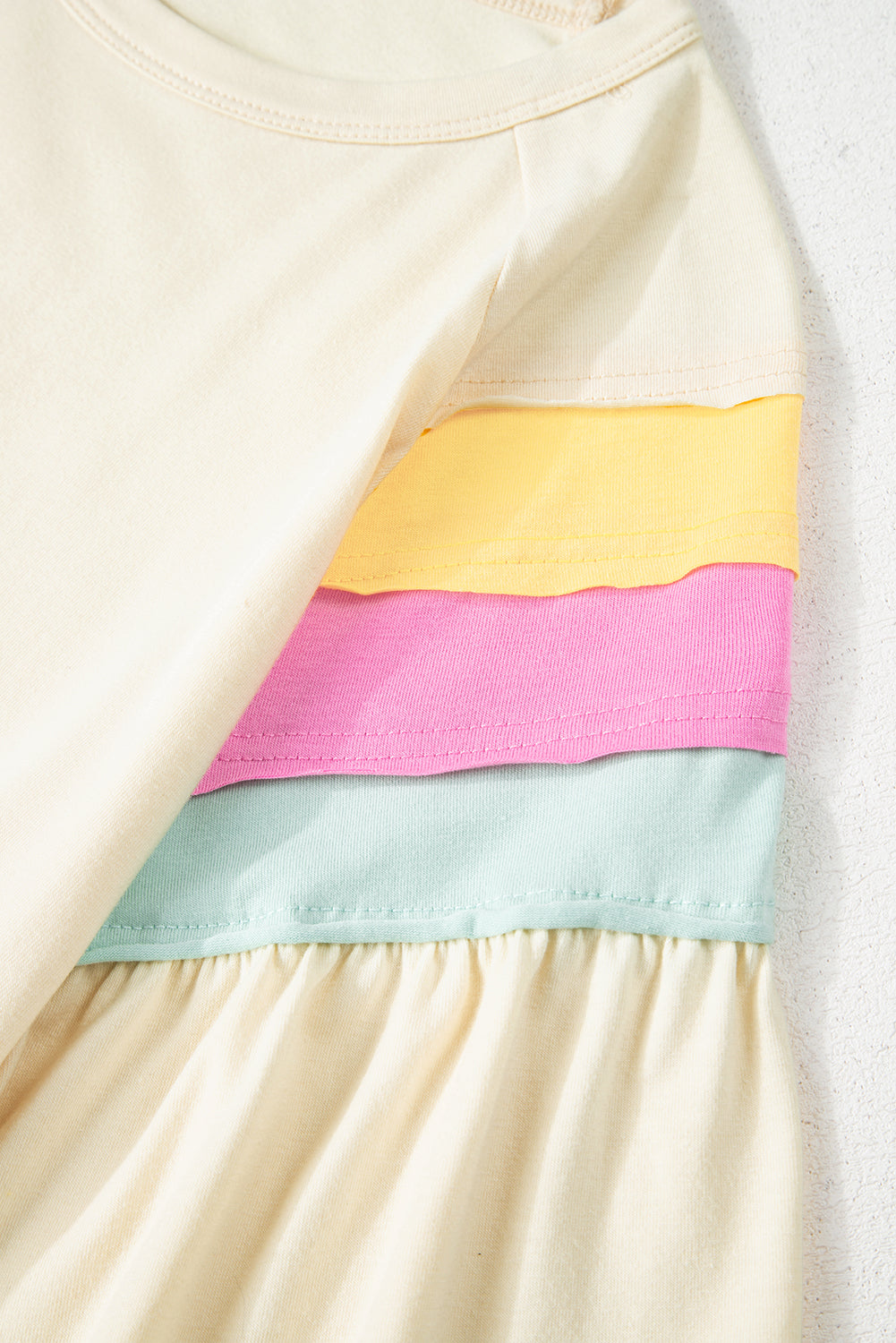White Colour Block Stitched Sleeve Loose T Shirt eAura