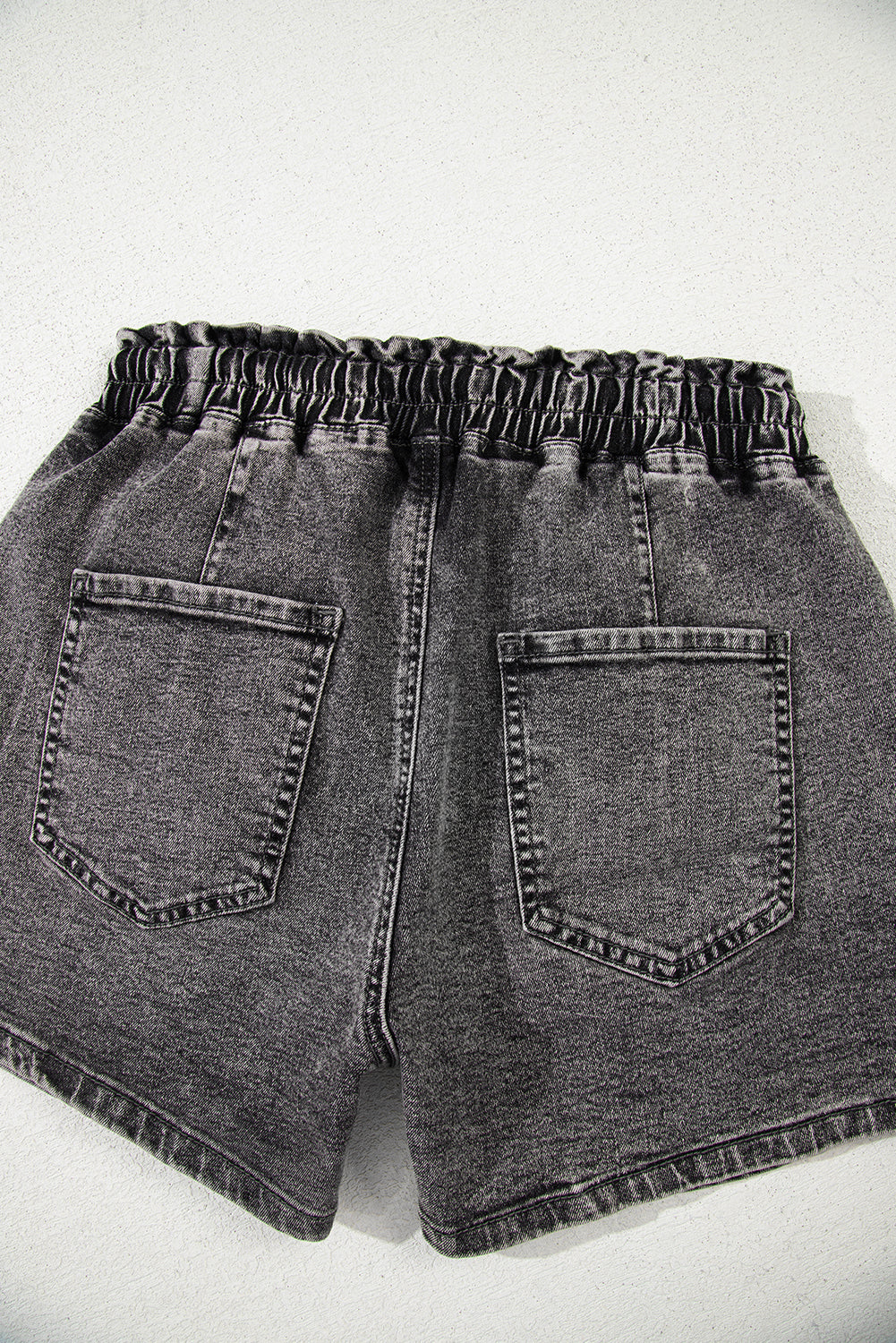 High-rise Drawstring Denim Shorts with Pockets eAura