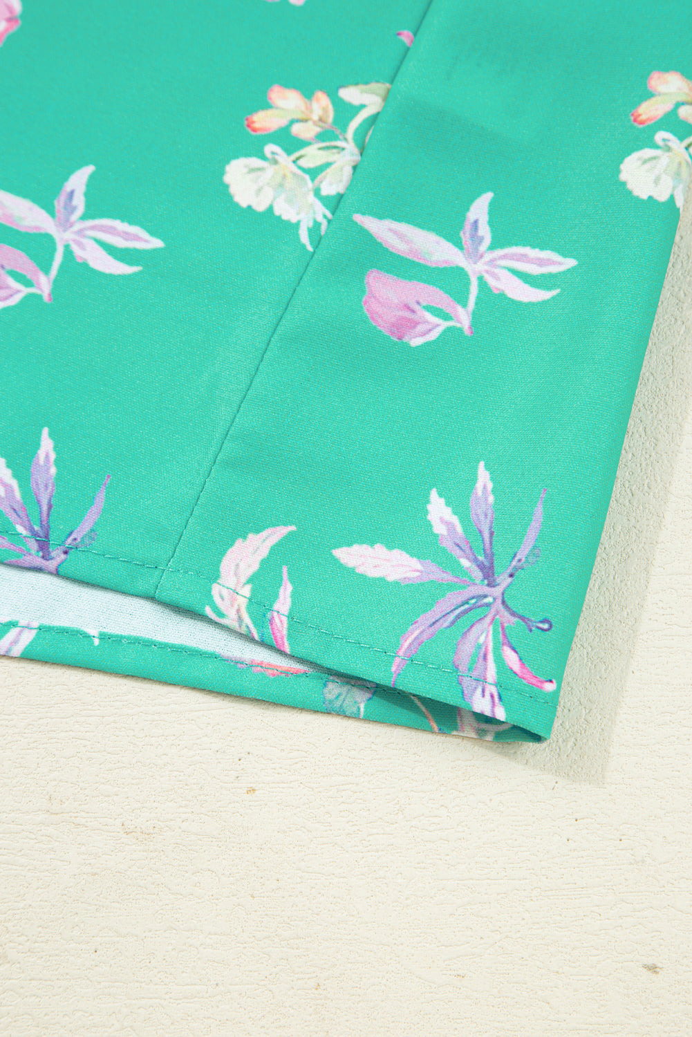 Green Floral Lantern Sleeve Button Front Shirt eAura