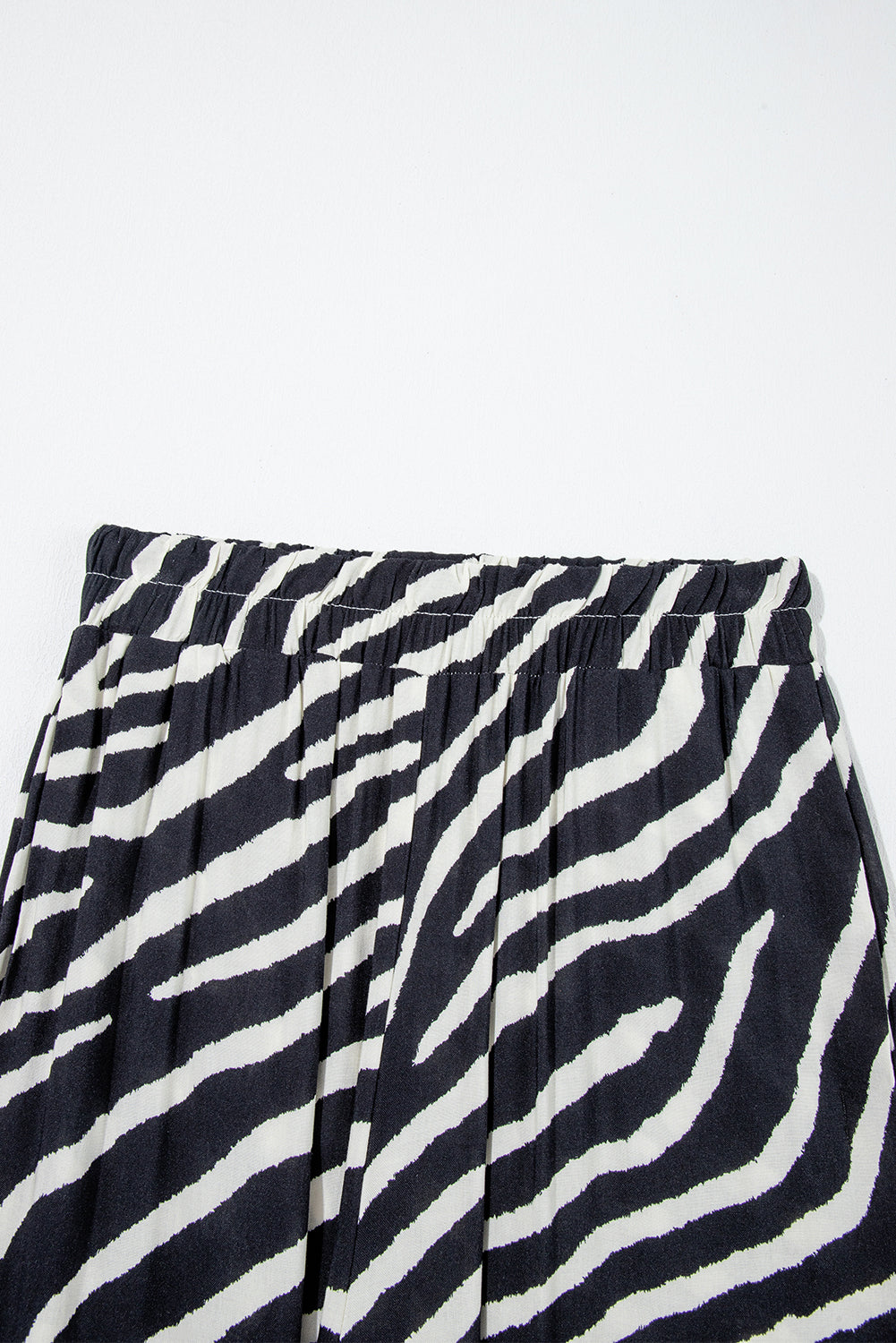 Black Zebra Striped Summer Wide Leg Trousers eAura