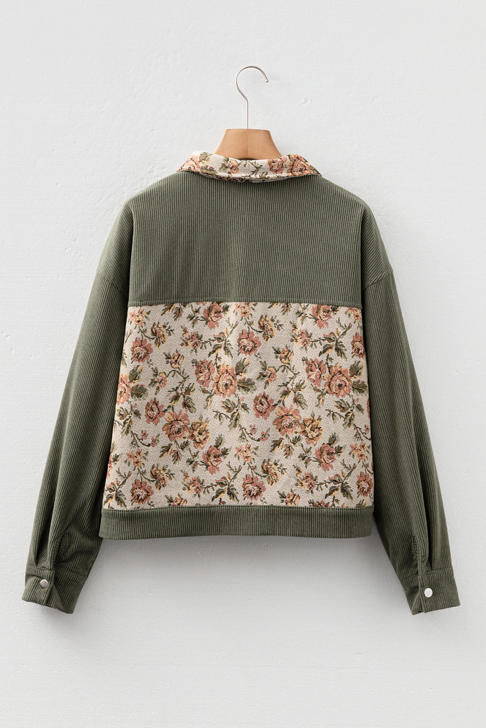 Ribbed Retro Floral Patchwork Shirt Style Jacket eAura