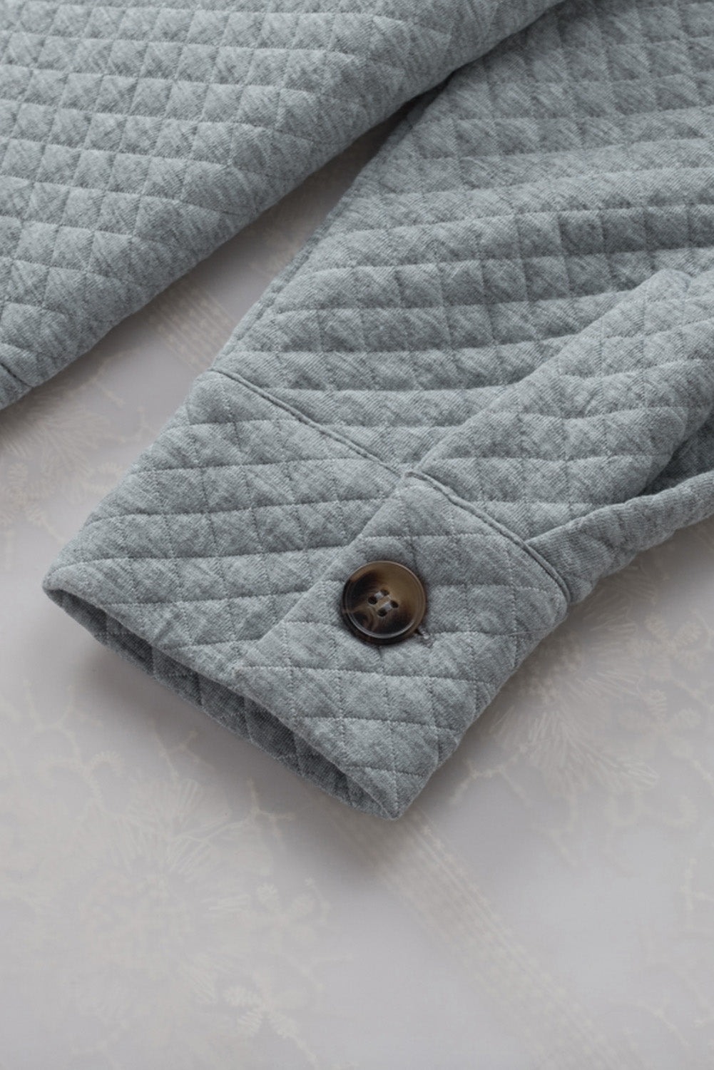Green Retro Quilted Flap Pocket Button Shacket eAura
