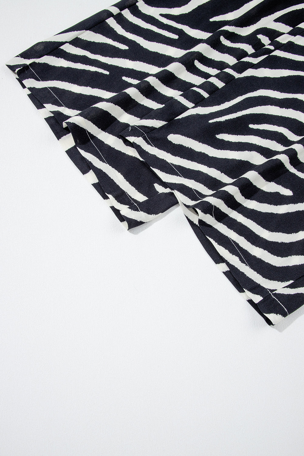 Black Zebra Striped Summer Wide Leg Trousers eAura