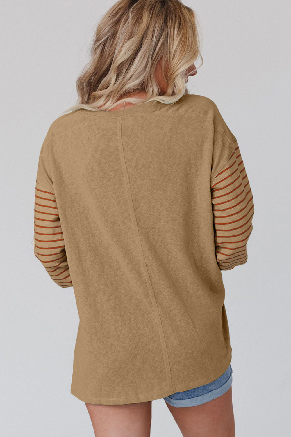 Fiery Red Colourblock Striped Bishop Sleeve Top eAura