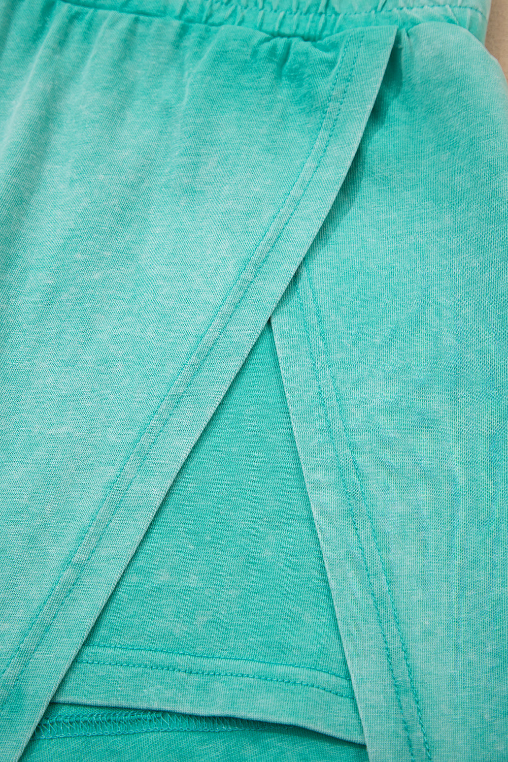 Mint Green 2 Pieces Mineral Wash Cotton Tank Top Lined Split Skirt Set eAura