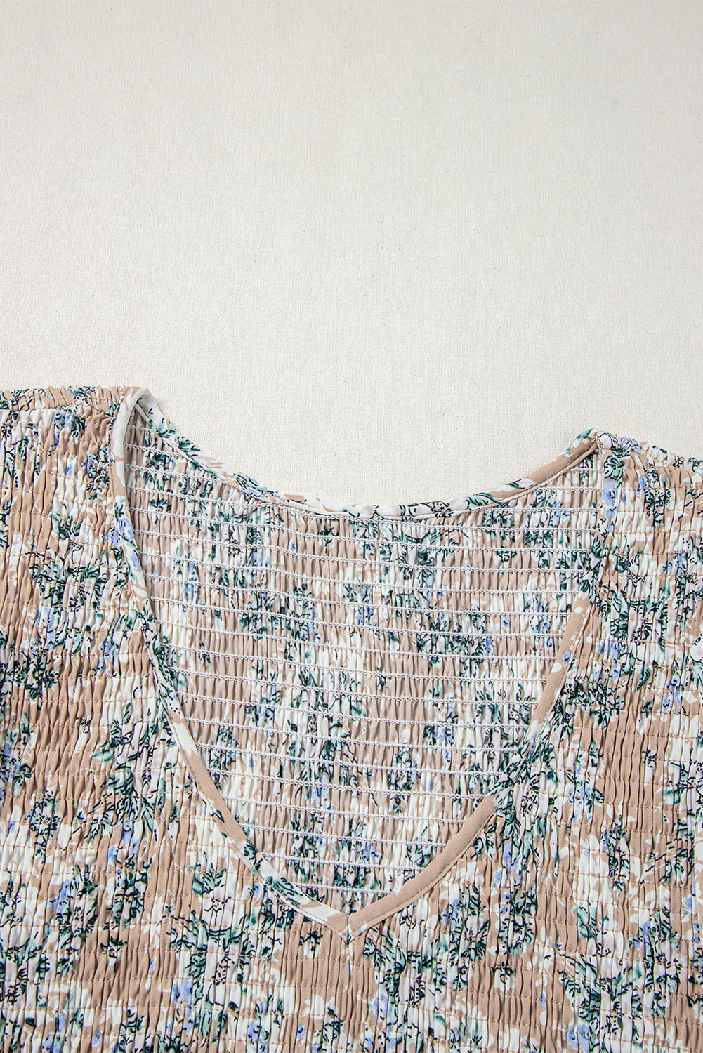 Khaki Maple Grove Floral Smocked Puff Sleeve Long Dress eAura