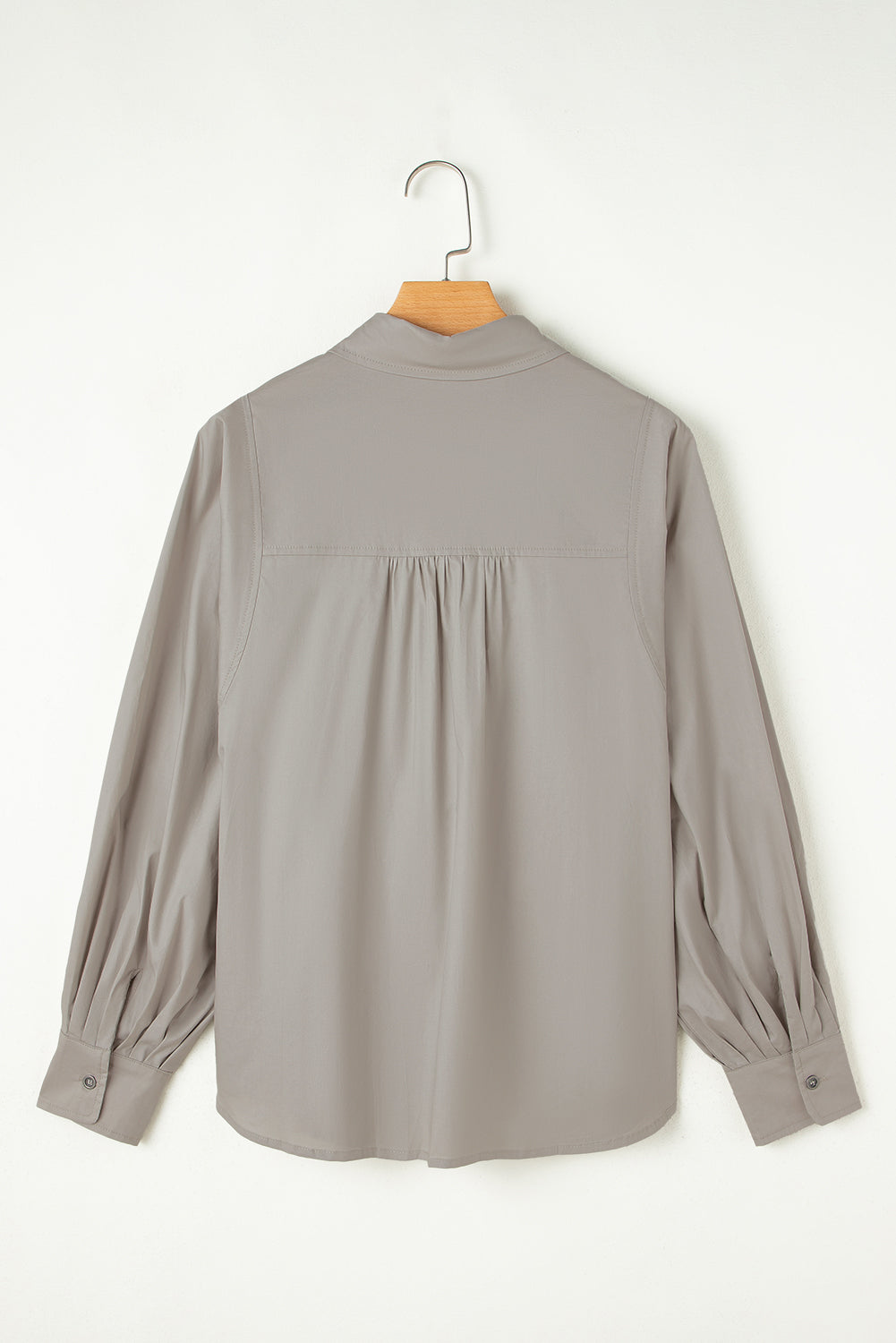 High Solid Colour Balloon Sleeve Side Slits Loose Fit Shirt eAura