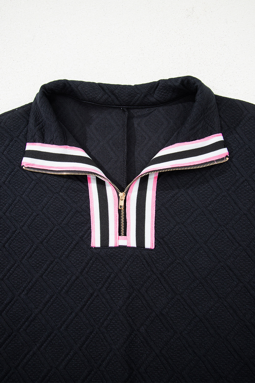 Black Striped Collared Zip up Textured Skirt Co-ord Set eAura