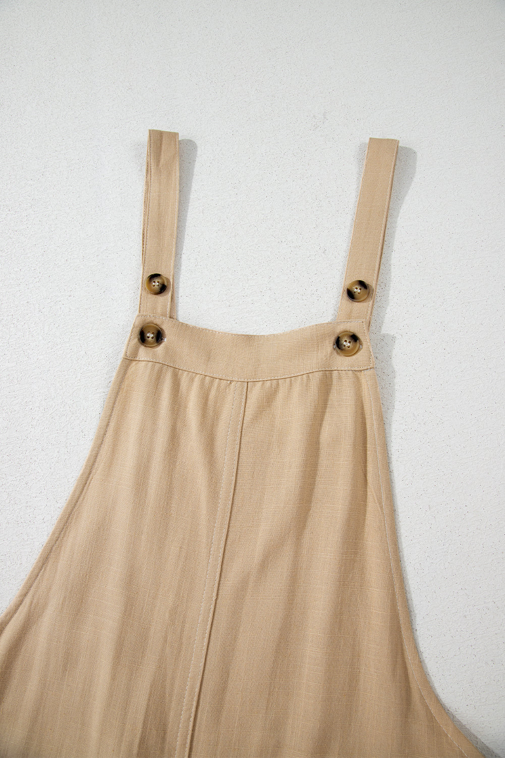 Parchment Side Buttons Sleeveless Overall Mini Dress eAura
