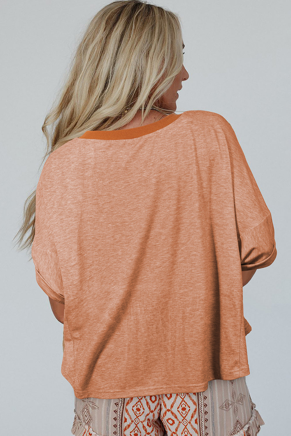 Desert Gold Stud Heart Patch Textured Front Dolman Top eAura