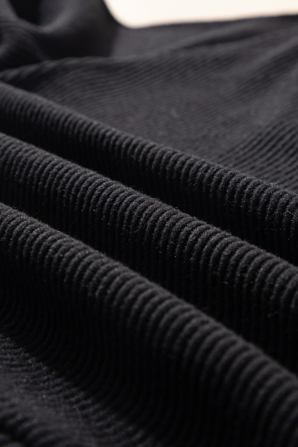 Black Colour Contrast Ribbed Loose Fit Long Sleeve Top eAura