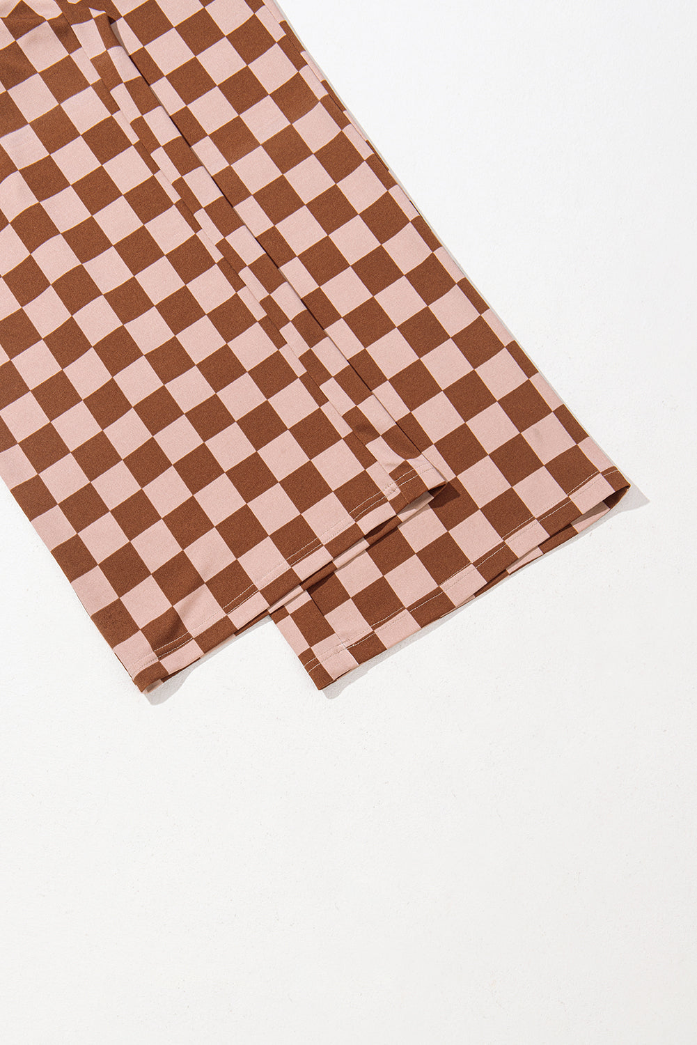 Checkered Elastic High Waist Loose Casual Trousers eAura