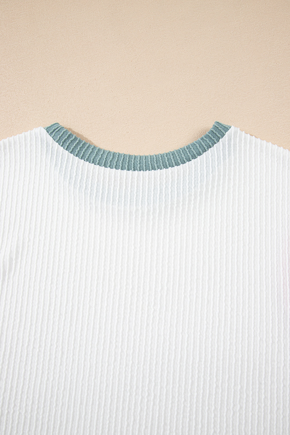 White Textured Crew Neck Tee eAura