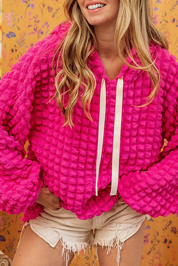 Rose Bubble Textured Waffle Hoodie eAura