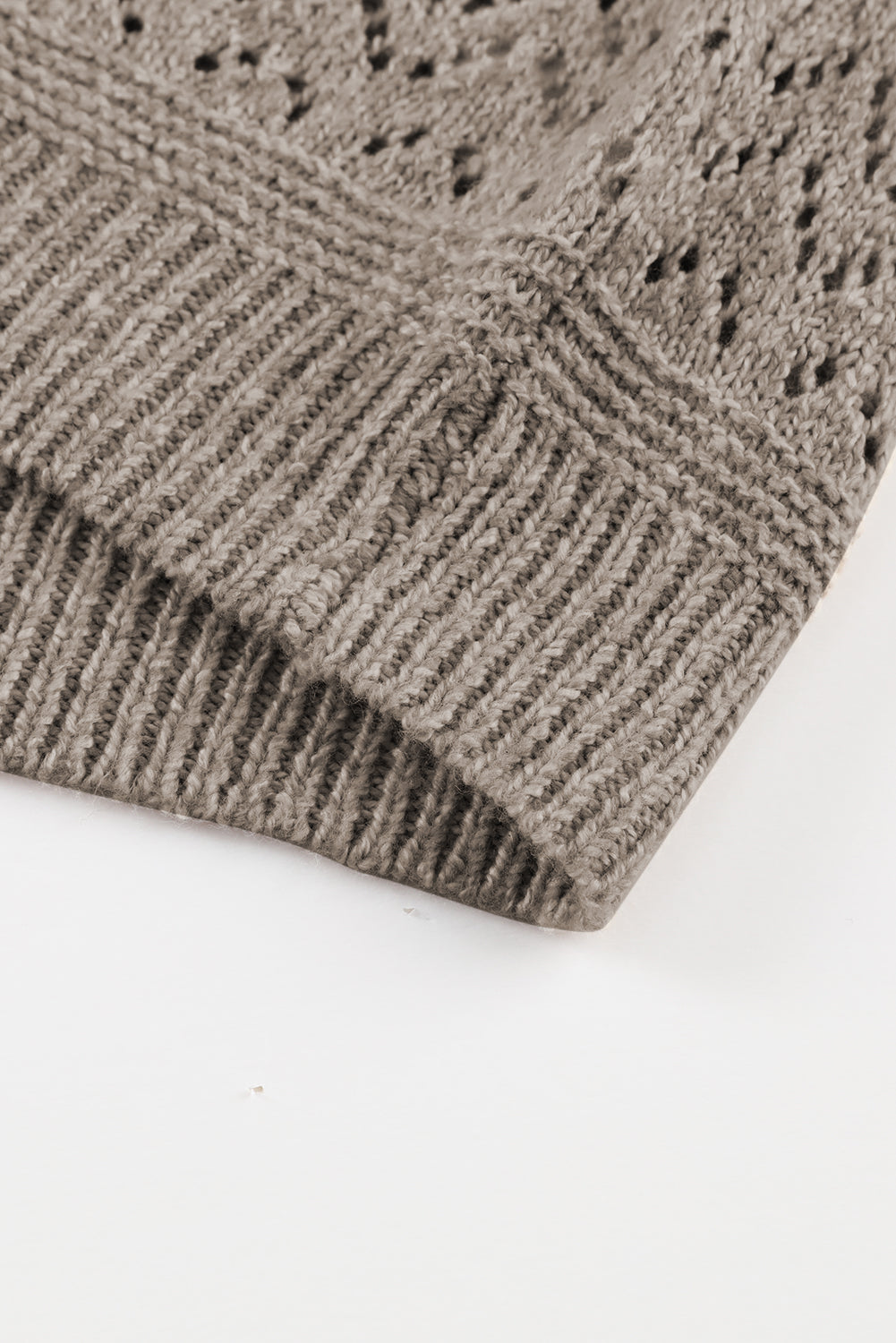 Black Eyelet Pattern Detail V Neck Drop Shoulder Sweater eAura
