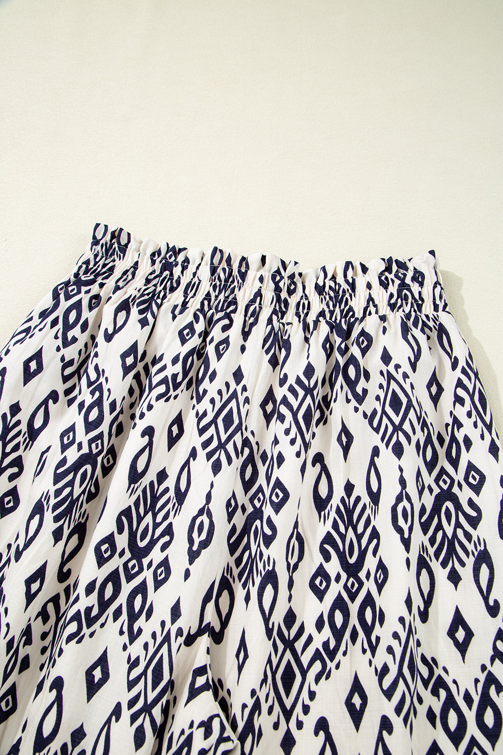 Blue Boho Pattern Print High Waist Wide Leg Loose Trousers eAura