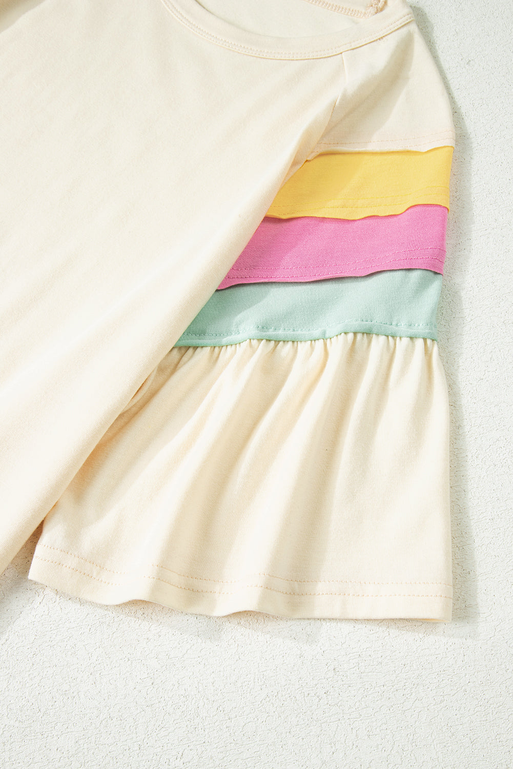 White Colour Block Stitched Sleeve Loose T Shirt eAura
