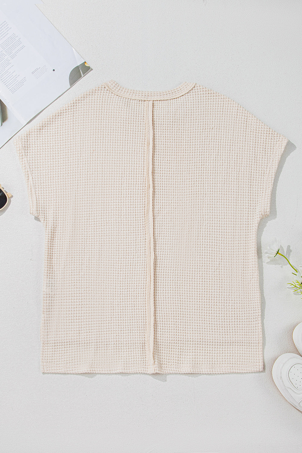Textured Seamed Short Sleeve Top eAura