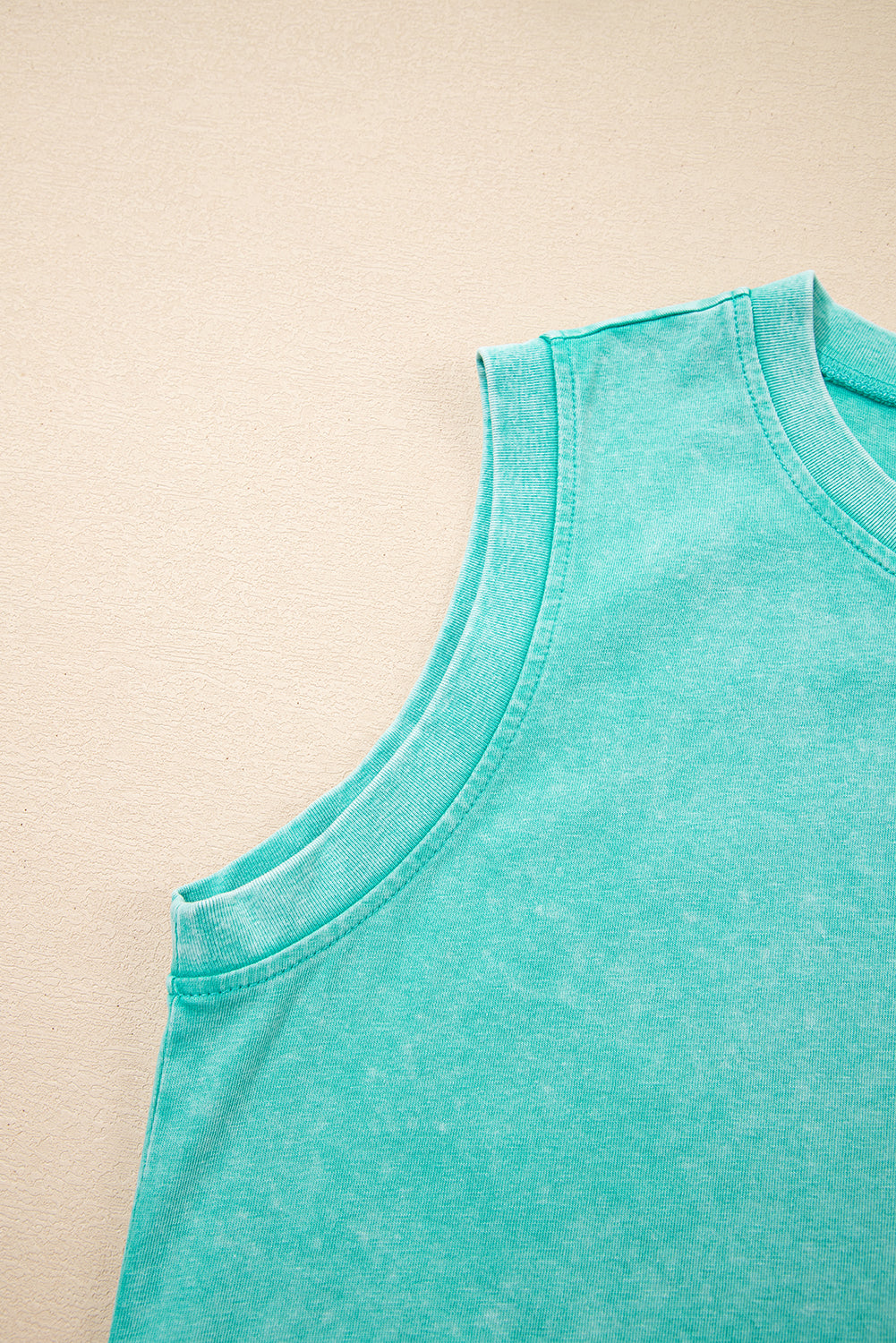 Mint Green 2 Pieces Mineral Wash Cotton Tank Top Lined Split Skirt Set eAura