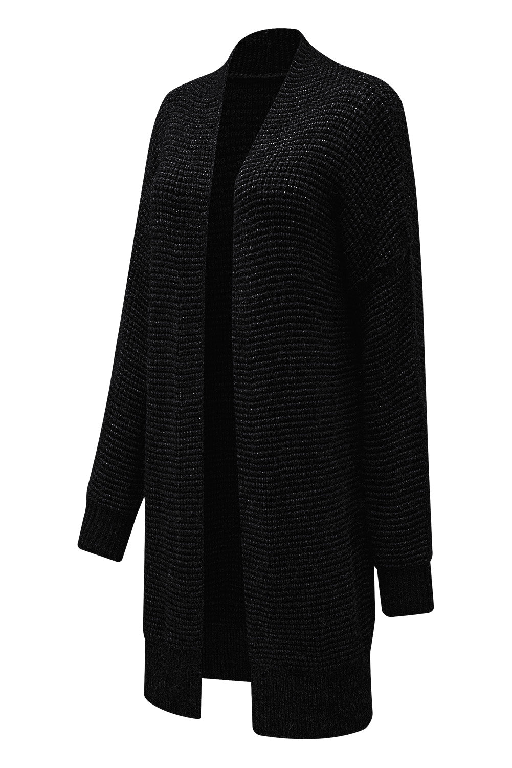 Apricot Plaid Knitted Long Open Front Cardigan eAura