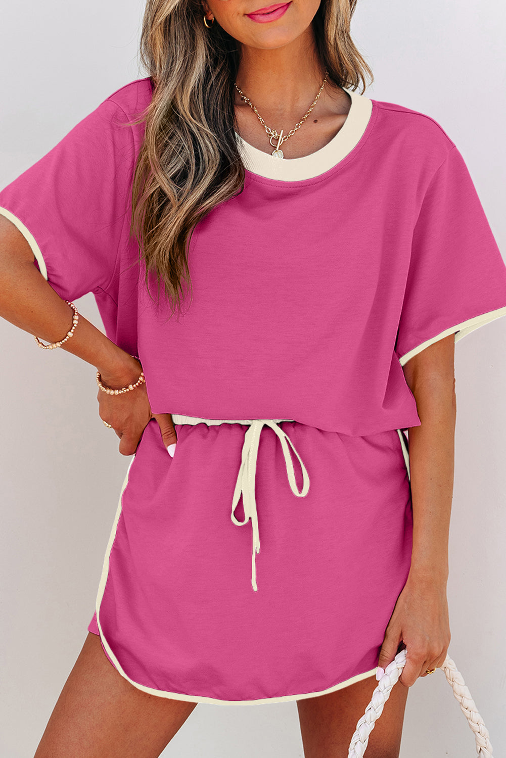 Colourblock Edge Drop Shoulder T Shirt and Skort Co-ord Set eAura