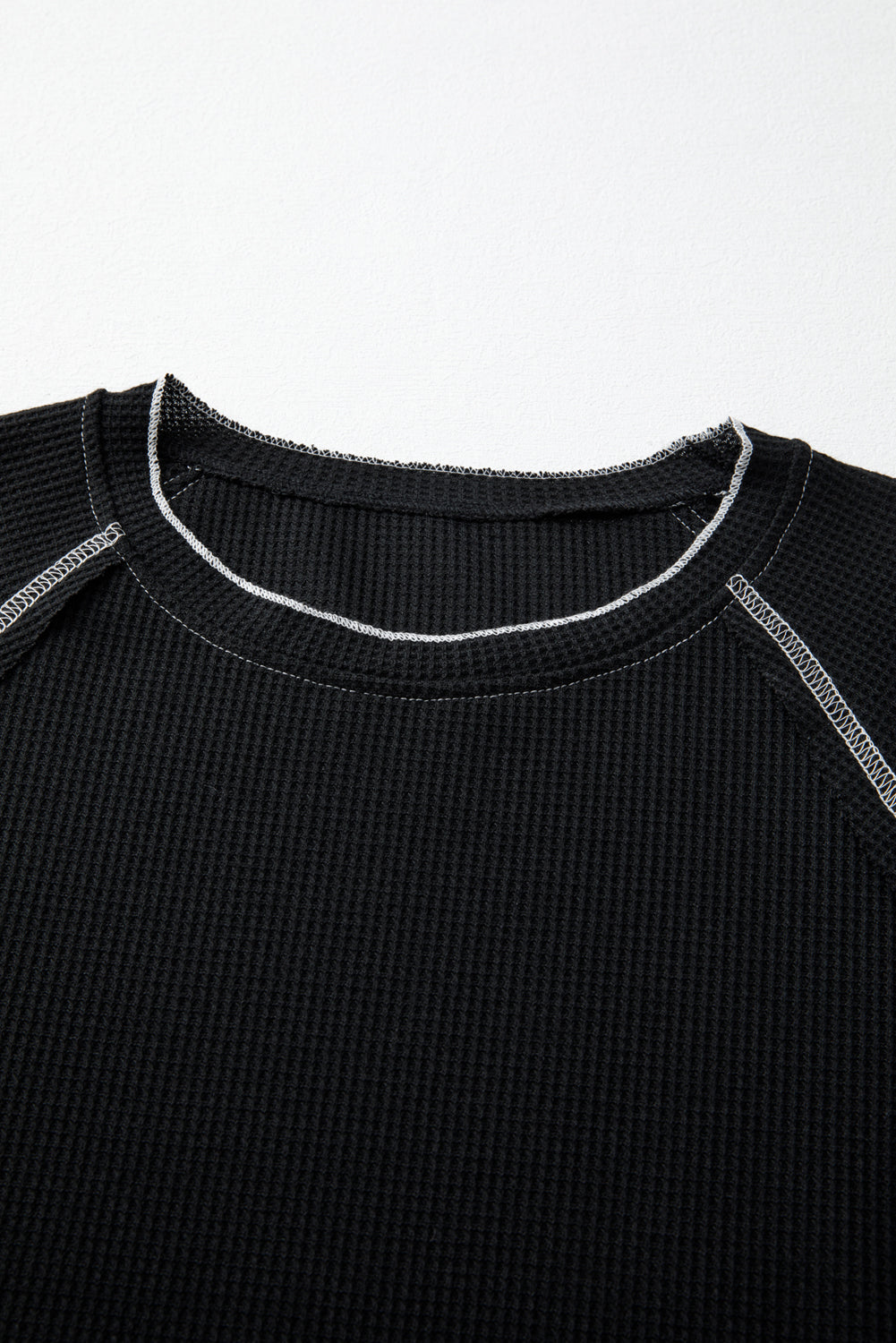 Black Textured Round Neck Long Sleeve Top eAura