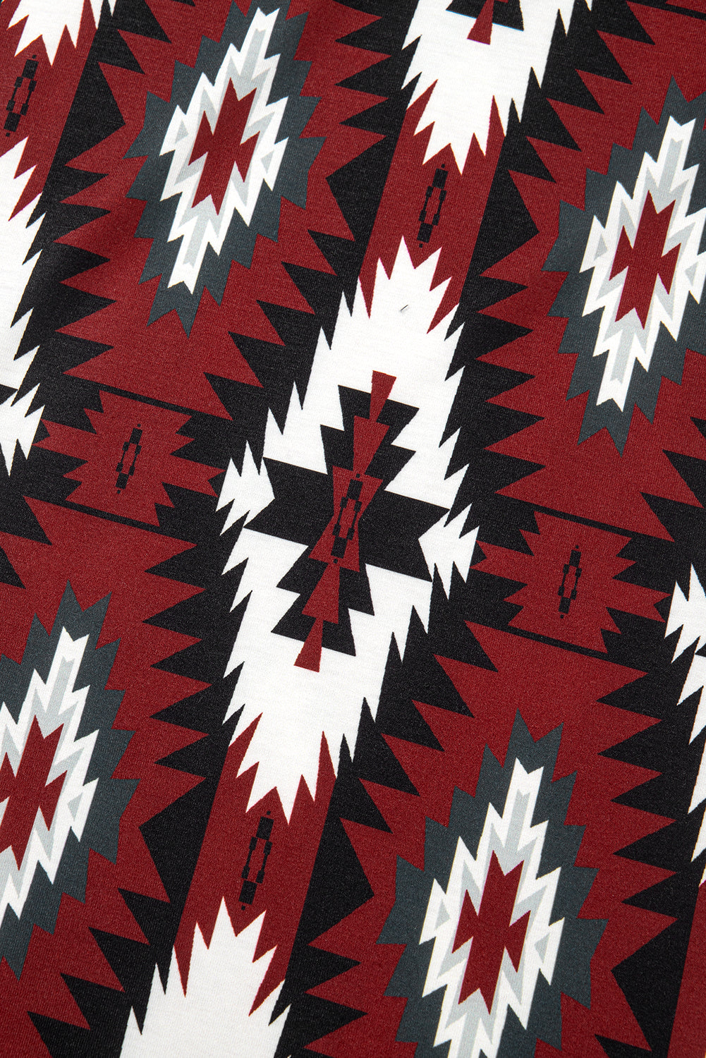 Red Western Aztec Printed Long T-shirt Dress eAura