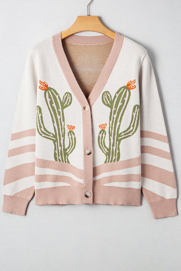 Desert Cactus Buttoned Front Knit Cardigan eAura