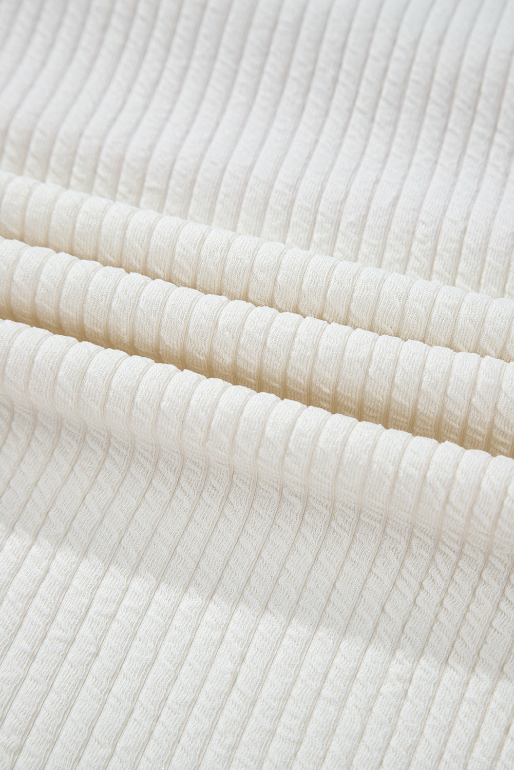 White Ribbed Exposed Seam Knit Patchwork Drop Sleeve Top eAura