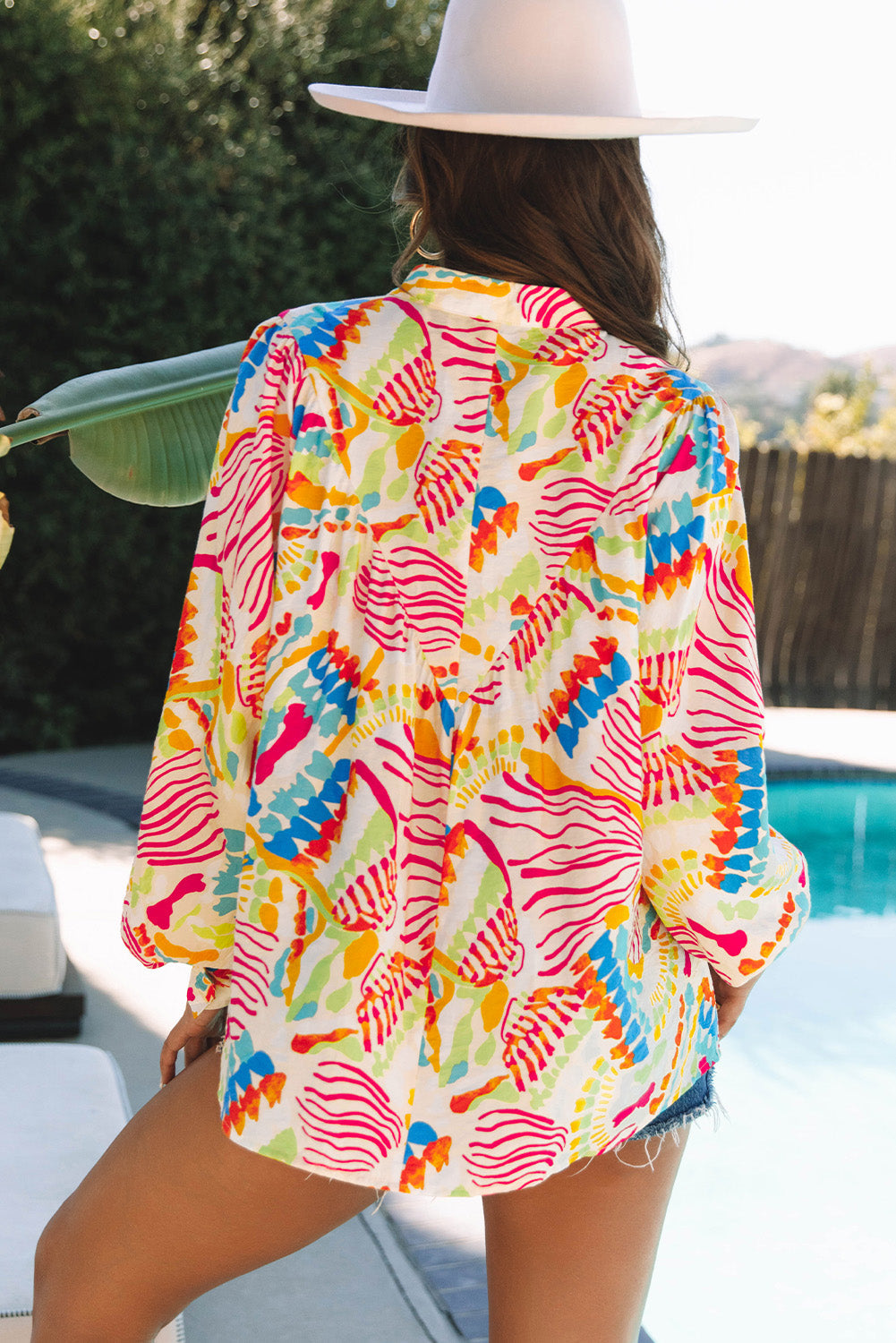 Orange Abstract Printed High Low Oversized Shirt eAura