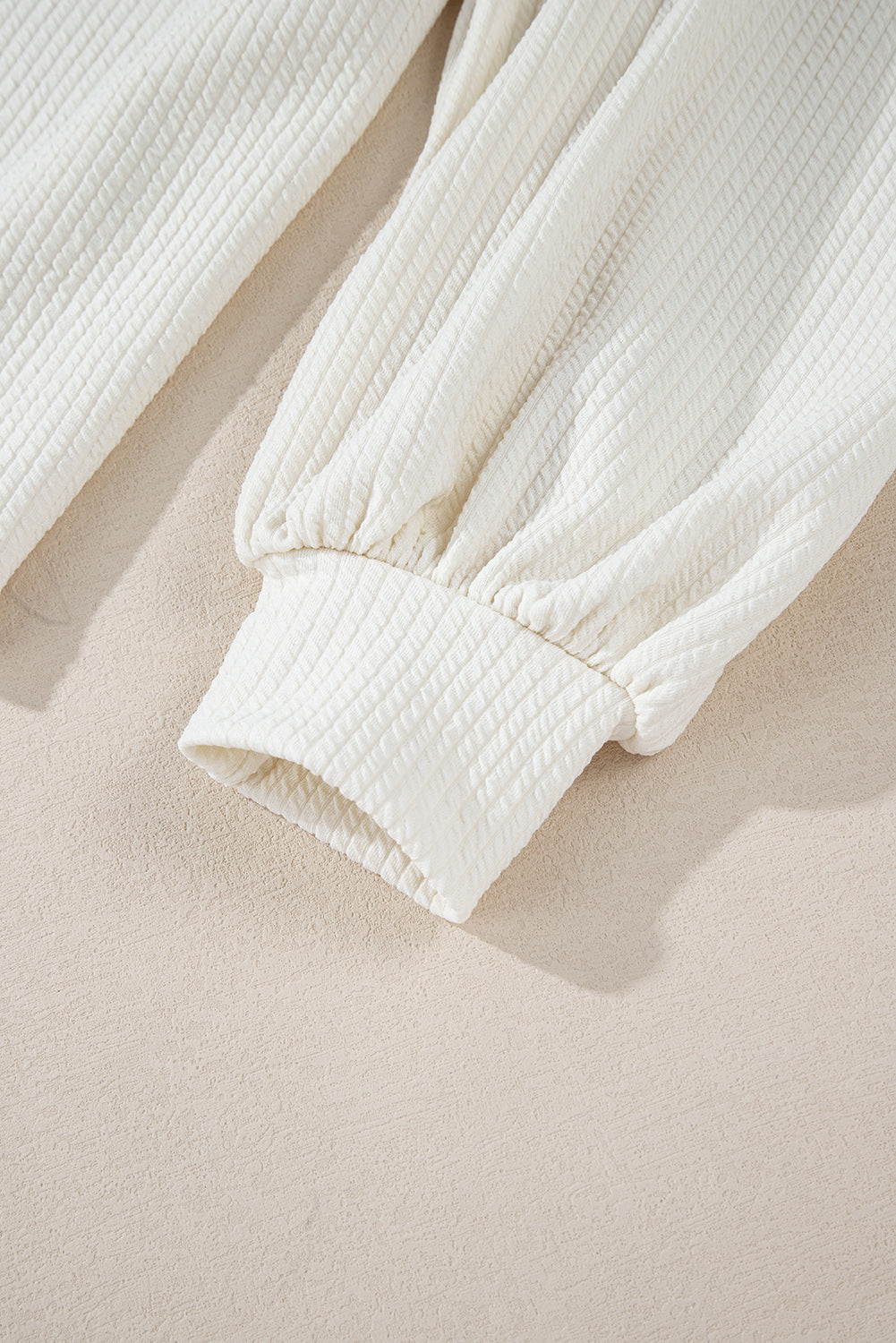 White Ribbed Exposed Seam Knit Patchwork Drop Sleeve Top eAura