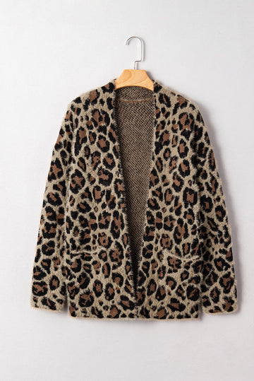 Brown Leopard Open Casual Cardigan eAura