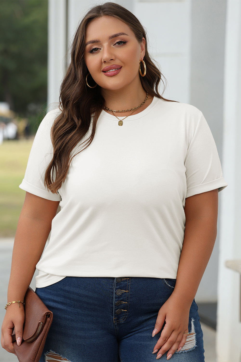 Casual Plain Crew Neck Tee T-Shirt Dear-Lover Dropshipping