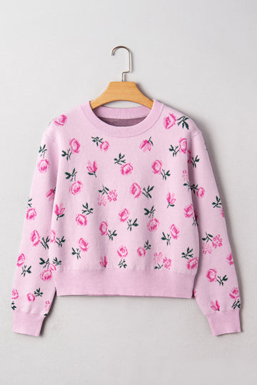 Floral Print Drop Shoulder Cropped Sweater eAura