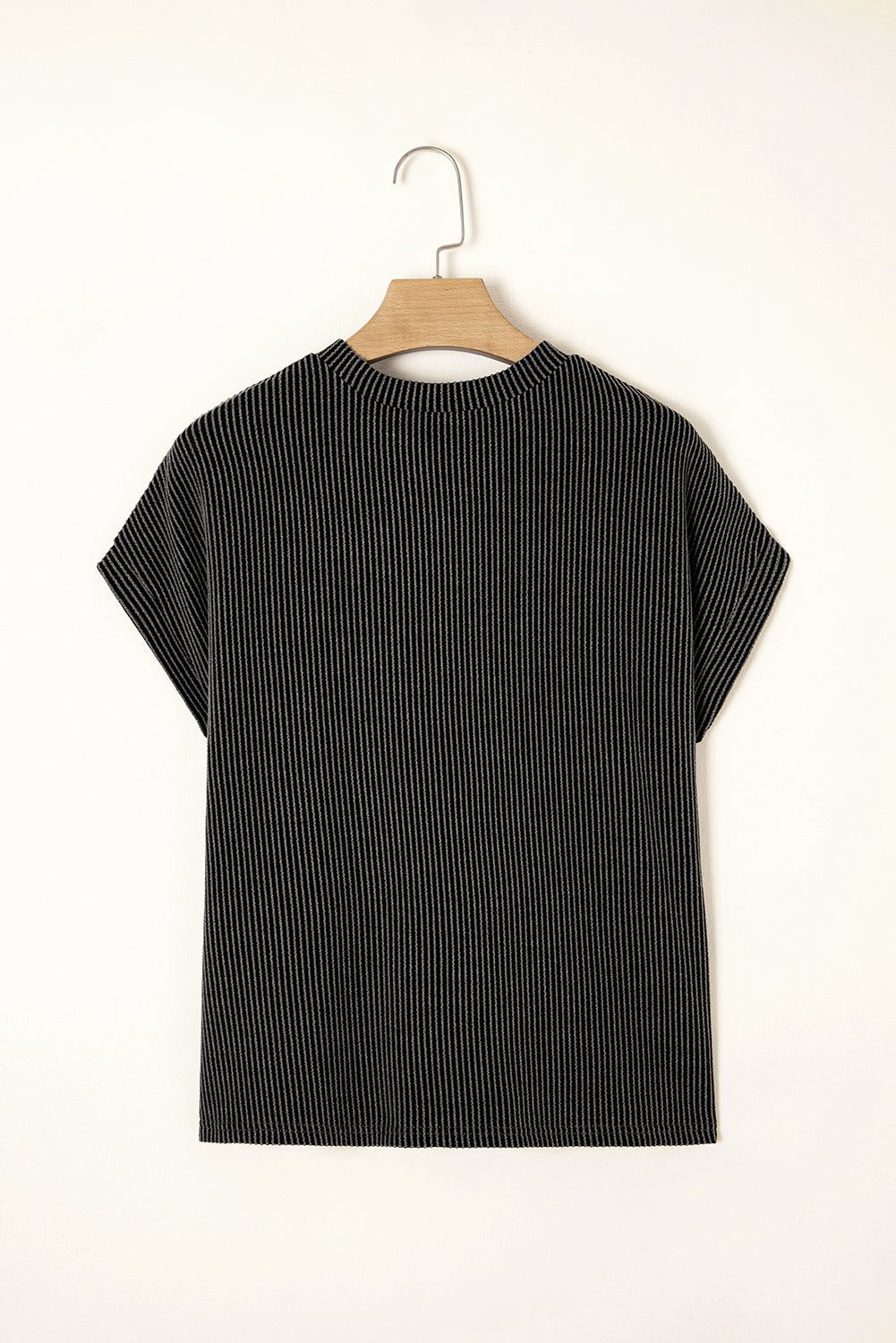 Carbon Grey Ribbed Knit Colour Block Pocketed Crew Neck T Shirt eAura