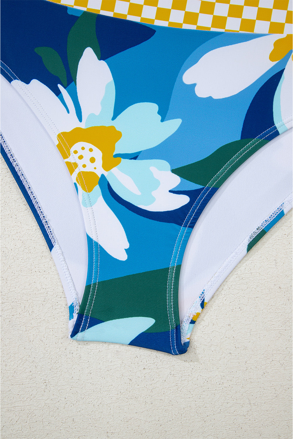 Blue Floral Print Racerback Cutout High Waist 2pcs Bikini eAura