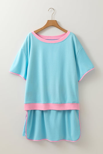 Plus Size Contrast Trim T-Shirt and Skirt Two Piece Co-ord Set Dear-Lover Dropshipping