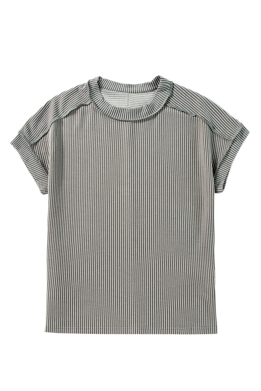 Textured Knit Exposed Stitching T-shirt eAura