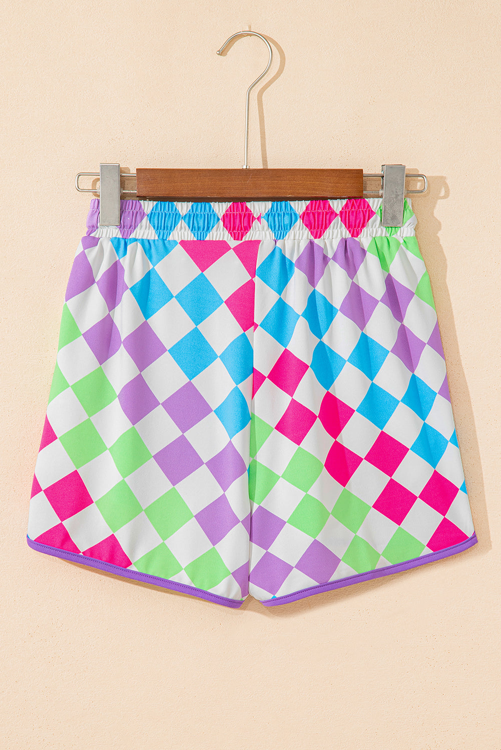 Checkered Drawstring Elastic Waist Casual Shorts eAura