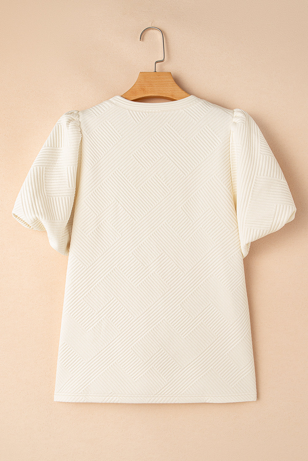 Oatmeal Textured Puff Sleeve T-shirt eAura