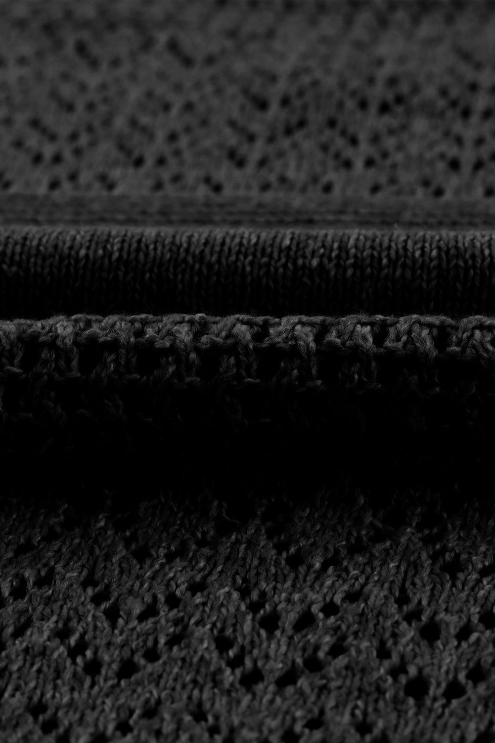 Black Eyelet Pattern Detail V Neck Drop Shoulder Sweater eAura